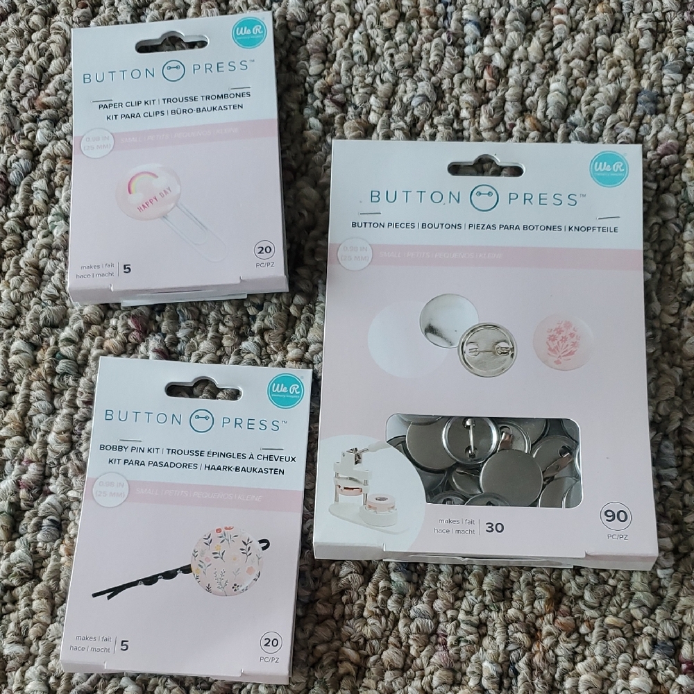Lot Of 3 We R Memory Keepers Button Press Supplies - Small